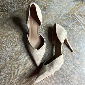 VINCE Suede Cream Dorsey Pointy Leather Pump 7.5